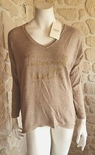 Tee shirt beige "Mademoiselle Pipelette" neuf Lacomy taille unique (sm3)