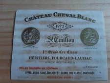 étiquette vin Chateau Cheval Blanc 1972 75cl original saint emilion wine label