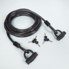Câble antivol 8 mètres spécial garage magasin pour moto scooter quad avec deux