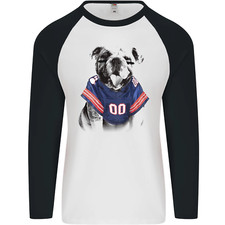 Football Américain Bouledogue Avec Tattoos Mens L/S Baseball T-Shirt
