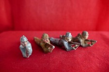 WW1 Soldat de plomb creux  4 soldats tireurs couchés - Petite taille 45mm