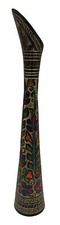Neuf Métal Main Crafted Sleek Et Long Moghol Motif Multicolore Fleur Vase 40cm