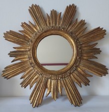 Miroir Soleil ancien doré en