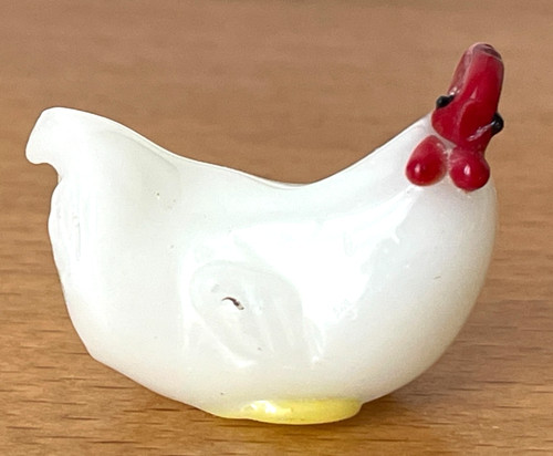 Fève verre poule blanc - fève,