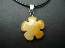 Pendentif Fleur jade Topaze jaune pierre Naturelle, Collier femme Cordon offert