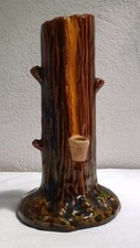 MAGNIFIQUE VASE EN FAÏENCE / BARBOTINE / FORME TRONC D'ARBRE