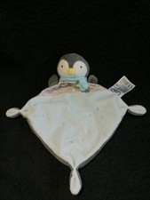 Doudou plat pingouin gris bleu