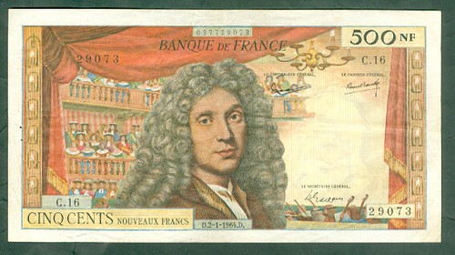 Rare billet 500nf molière - rare,