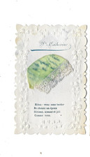 CPA carte postale ancienne gaufrée Sainte Catherine  coiffe tissu dentelle