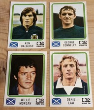 4 STICKERS PANINI WORLD CUP MÜNCHEN 74 ÉQUIPE ECOSSE KEN DAGLISH D LAW W MORGAN