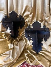 Consoles d'Applique en Bois Noirci - Paire d'Étagères Murales - Napoléon III