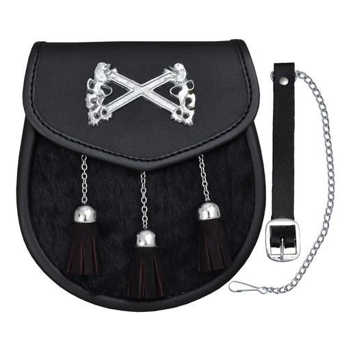 Sporran noir cuir veau - en,