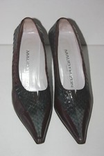 MAUD FRIZON Escarpins Pointus Tout Cuir Gris Violet PRUNE  Reptile T 35.5 TBE