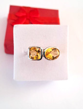 Bague citrine argent 925 / or blanc T 51