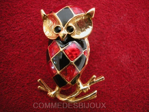 Broche vintage hibou arlequin - vintage,