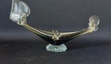 Gondole Murano vintage  mini verre Venise bicolore Cendrier retro 18,5 cm