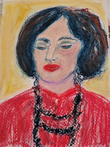 Portrait une dame brune - d'une, aux