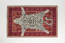 Octavia Léopard Rouge Moderne Touffeté à la Main 100% Laine Zone Tapis Moquette