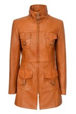 Manteau cuir zippé - cuir, pour