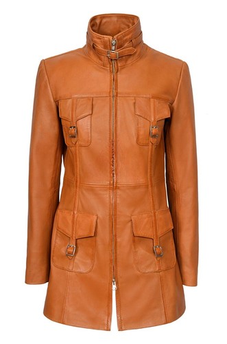 Manteau cuir zippé - cuir,