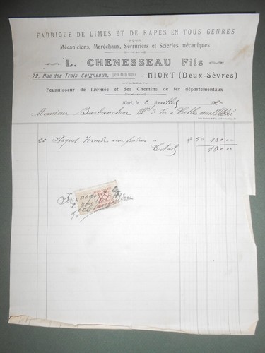 Ancienne facture chenesseau - ancienne, l