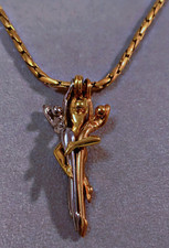 Superbe plaqué or collier pendentif Charles Jourdan Necklace pendent acrobate