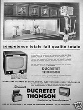PUBLICITÉ DUCRETET THOMSON TÉLÉVISEUR ÉLECTROPHONE COMPÉTENCE ET QUALITÉ TOTALE 