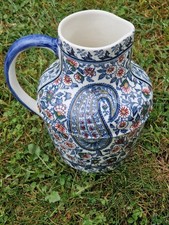 Ancien Pichet En Faïence De Gien Cachemire 