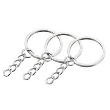 Fendus Porte-clés 2x28mm Support Chaîne pour Maison Voiture Clés Argentée 24Pcs