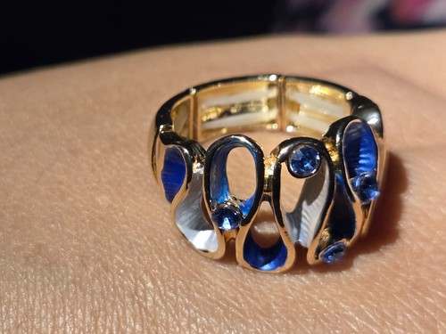 Bague bleu fantaisie ajustable - bague,