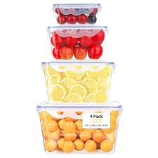 Lot de 4 Boîtes de Conservation Alimentaires Transparentes – Hermétiques, Emp...