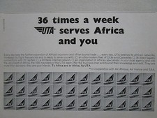 4/69 PUB COMPAGNIE AERIENNE UTA AIRLINE AFRIQUE DC-8 CARAVELLE AIRLINER TAIL AD