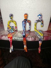 emsemble de 3 statues de penseur abstrait art moderne en résine