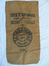 Ancien sac en toile de jute Société THOMAS coussin déco grange atelier garage