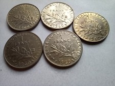 LOT de 5 Pièces 1 franc