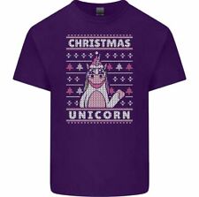 Noël Licorne T-Shirt Hommes T-Shirt Haut Garçons Filles Enfants Noël Cadeau
