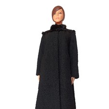 Manteau noir en astrakan Vintage 50s français | Fourrures Camberlein & Delgutte