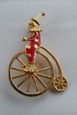 Enamel Clown on Old Unicyle Bike Pin
