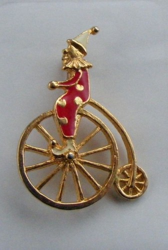 Enamel clown old - clown, unicyle