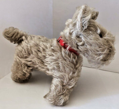 Peluche ancienne chien gris - peluche,