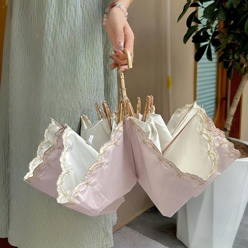 Dual use embroidered parasol - dual-use,