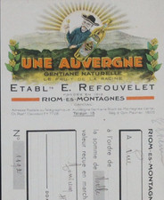 Traite facture 1942 UNE AUVERGNE Gentiane Riom Refouvelet illustrée 158