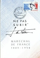 MAXIMAPHILIE / CARTE POSTALE MAXIMUM / MARECHAL DE FRANCE DE LATTRE