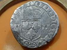 HENRI IV - QUART D'ECU (ARGENT) - 1600 L (BAYONNE) - RARE ! 9,60gr !