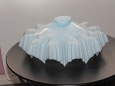 ancienne lampe suspension verre opaline lustre abat jour vintage bleu 