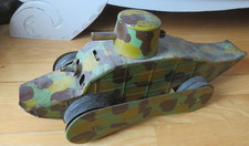 Rare Jouet Tole charles rollet Char Militaire Camouflé ancien 1930 