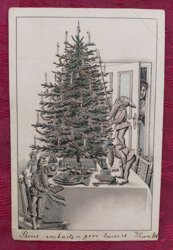 Cpa sapin noël et - noël, deux