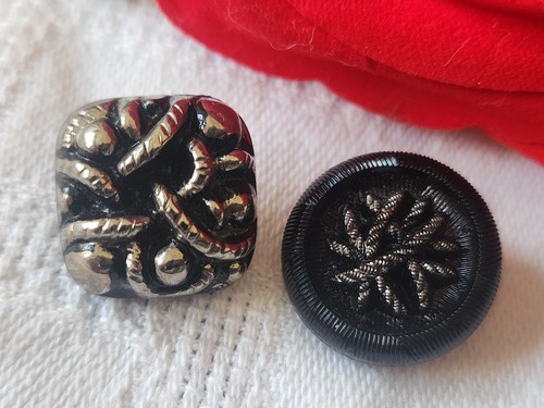 Duo boutons anciens verre - en,