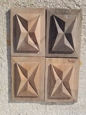 4 panneaux vintage bois noyer taillés style Louis XIII croix diamant armoire