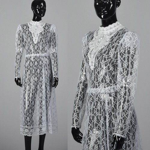 Medium 80s sheer lace - sheer, vtg